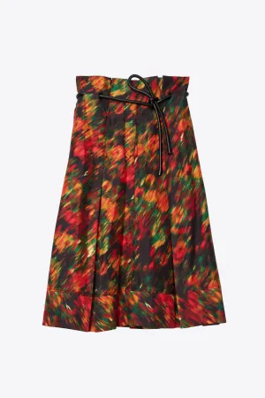 Flowers In Motion Cotton Canvas Origami Skirt