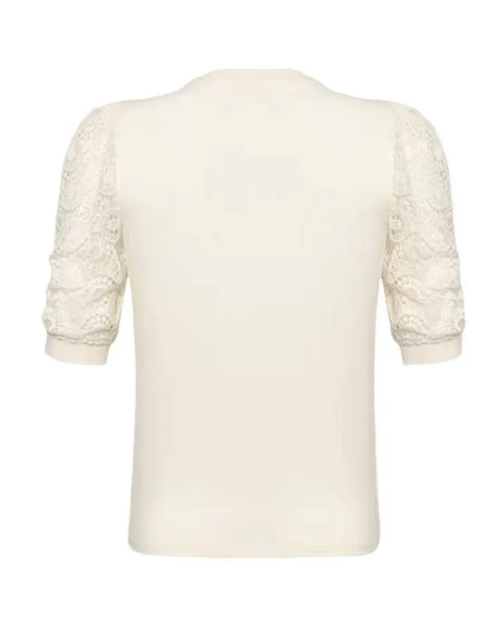 Frame Frankie Lace Sleeve Tee