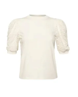 Frame Frankie Lace Sleeve Tee