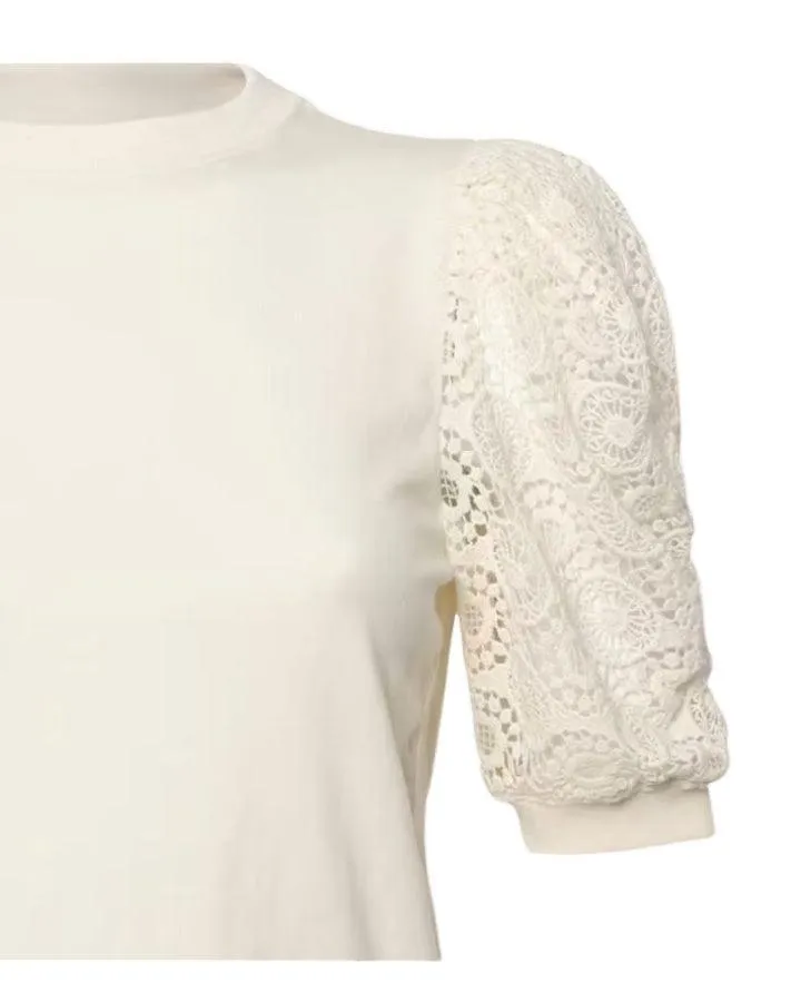 Frame Frankie Lace Sleeve Tee