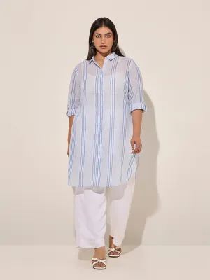 Gia Light Blue Striped Cotton Tunic
