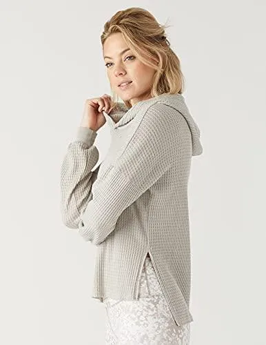 Glyder Women's Large Sand Rush Lightweight Waffle Knit Hoodie Sweatshirt