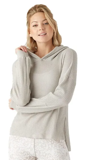 Glyder Women's Large Sand Rush Lightweight Waffle Knit Hoodie Sweatshirt