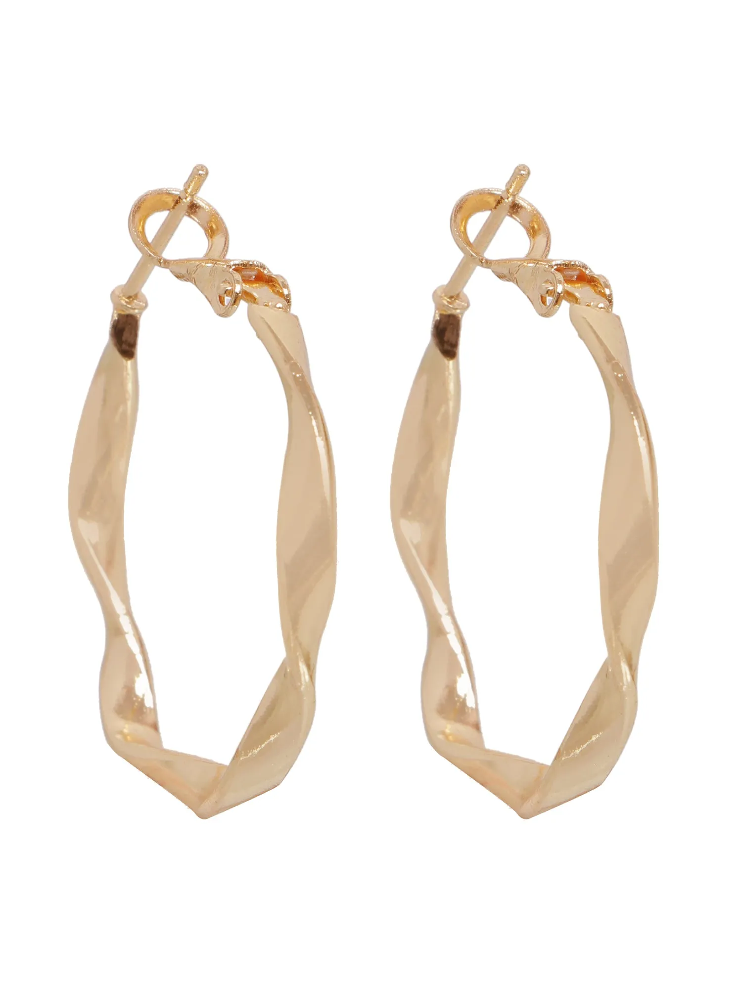 Gold-Plated Twisted Hoop Earrings for Chic Western Wear
