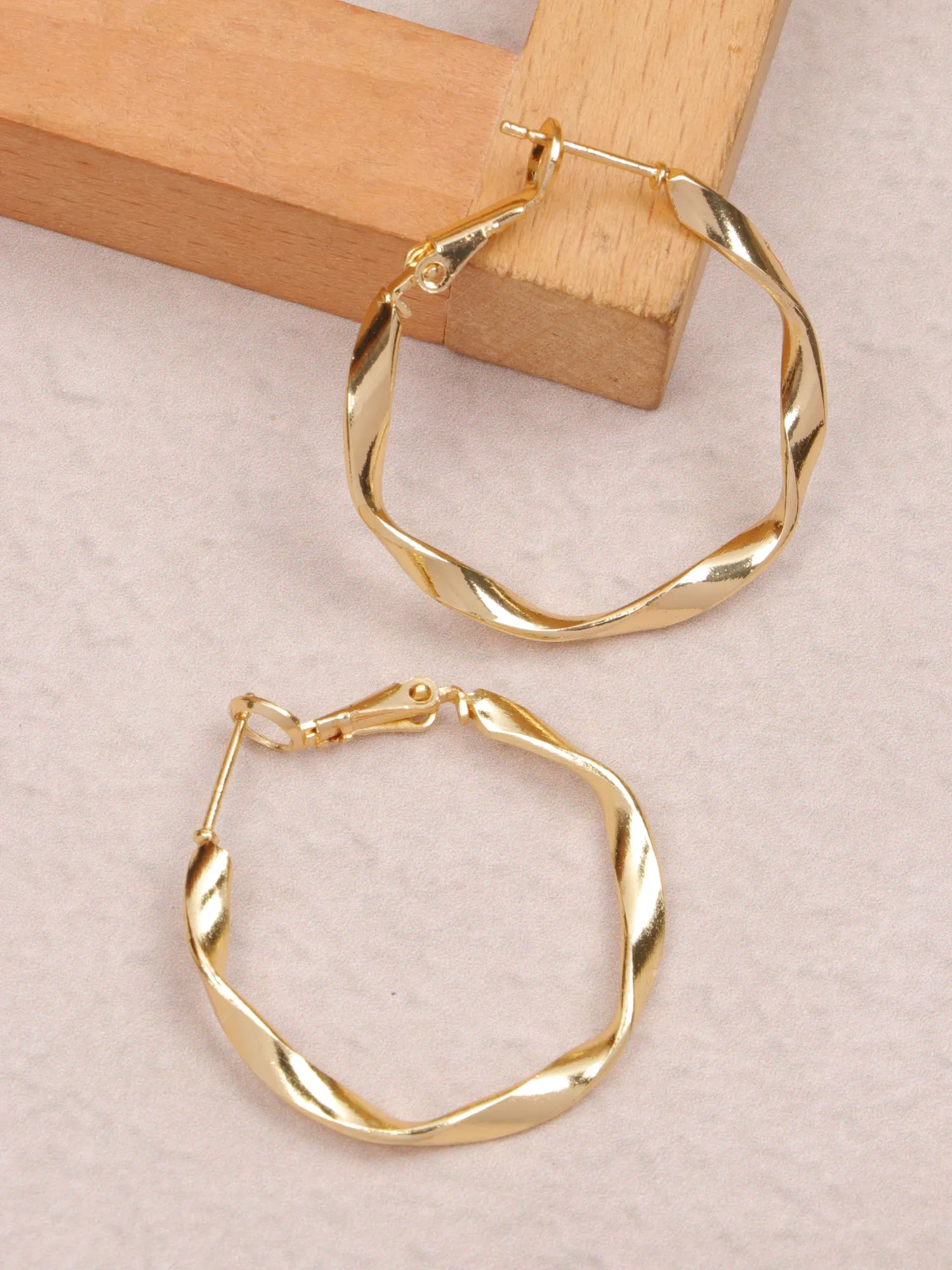 Gold-Plated Twisted Hoop Earrings for Chic Western Wear