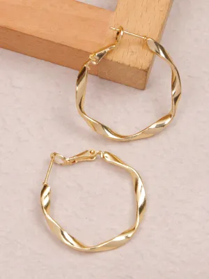 Gold-Plated Twisted Hoop Earrings for Chic Western Wear