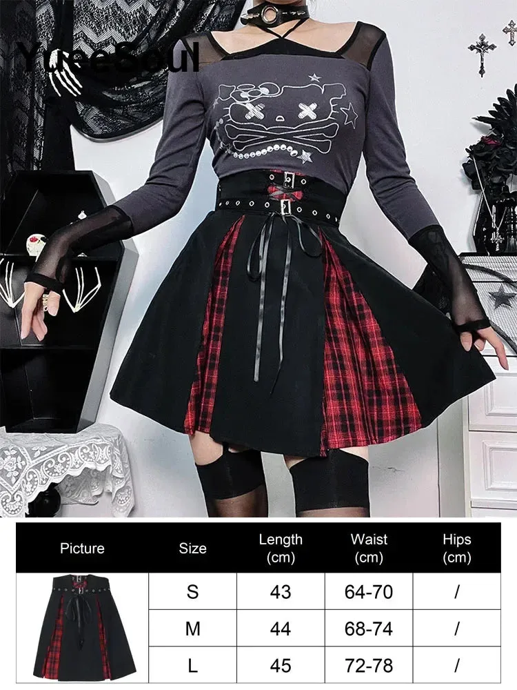 Gothic Mini Skirts Black High Waist Women Skirt 2023 New Y2k Style Harajuku Punk Goth Dark Grunge Streetwear Female Clothes