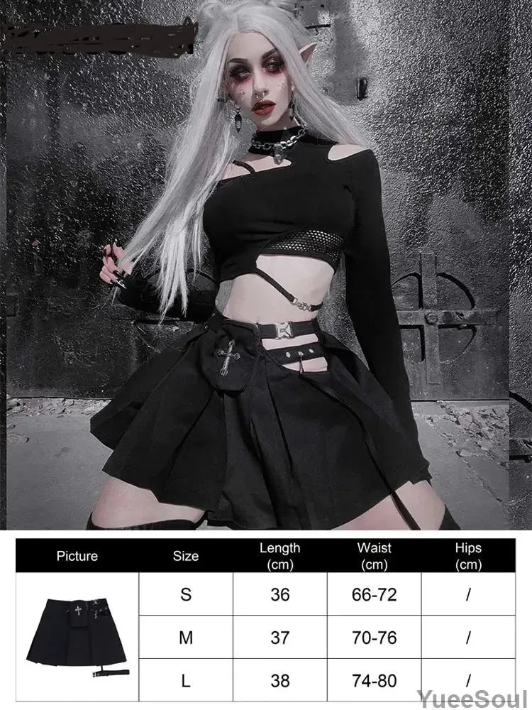 Gothic Mini Skirts Black High Waist Women Skirt 2023 New Y2k Style Harajuku Punk Goth Dark Grunge Streetwear Female Clothes