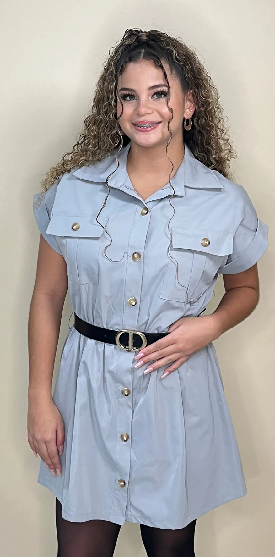Gray Buttoned Dress