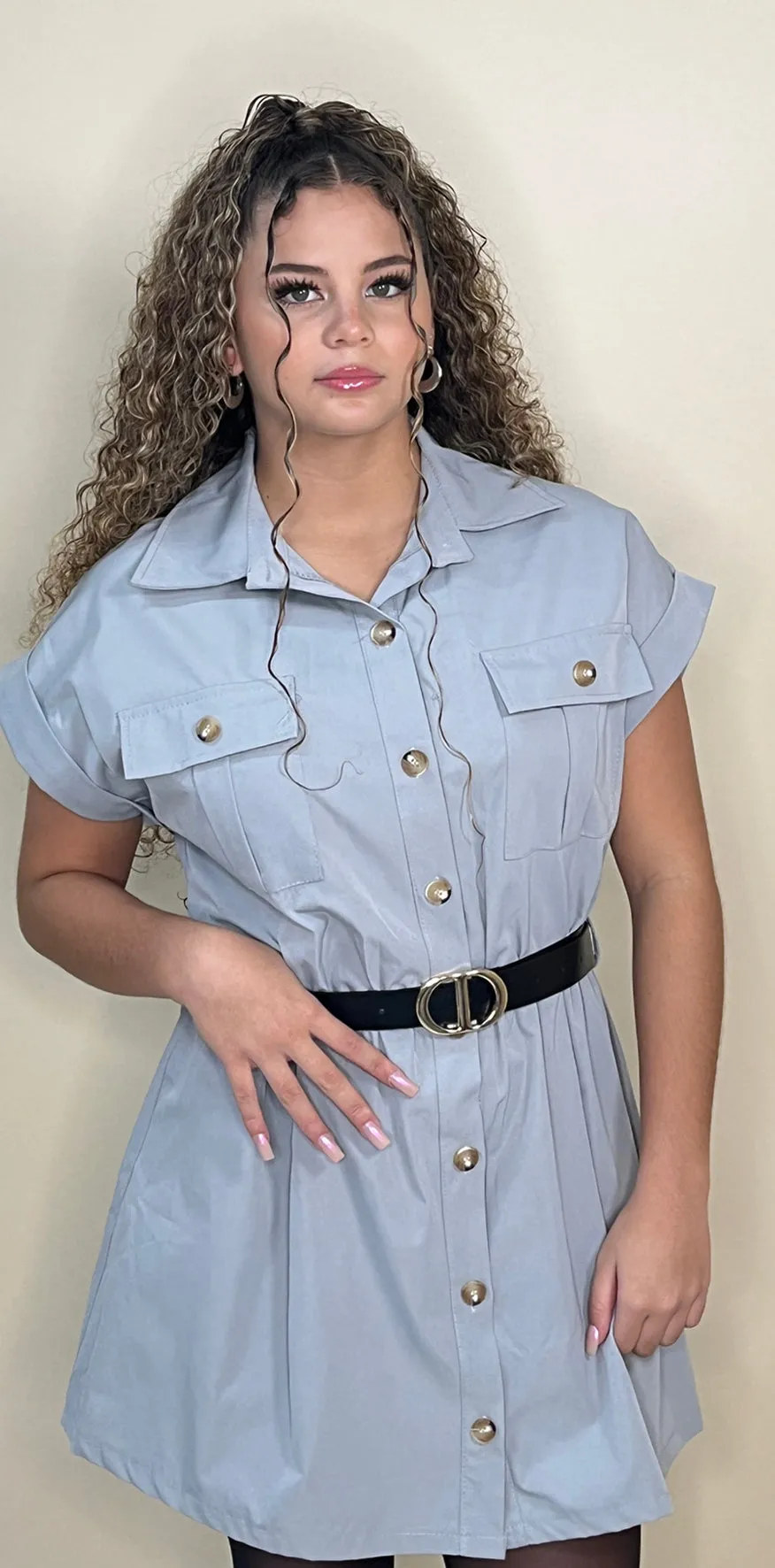 Gray Buttoned Dress