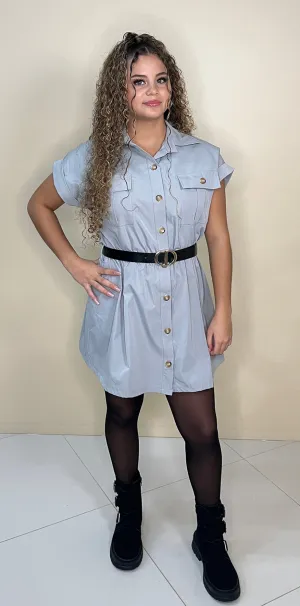 Gray Buttoned Dress