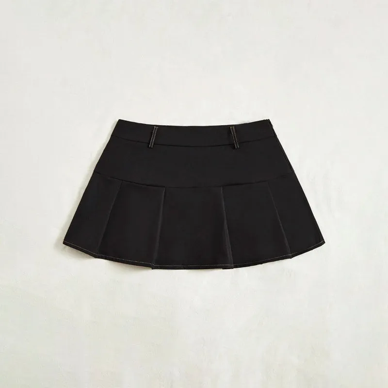 Grunge High Waist Flap Pocket Pleated Skirt