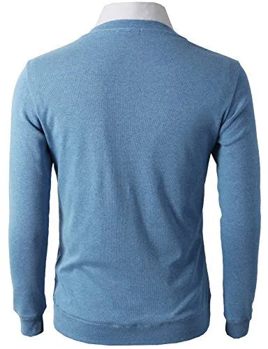 H2H Mens Slim Fit Stylish Button up Cardigan BLUE US XL/Asia 2XL (CMOCAL012)