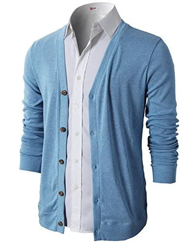 H2H Mens Slim Fit Stylish Button up Cardigan BLUE US XL/Asia 2XL (CMOCAL012)