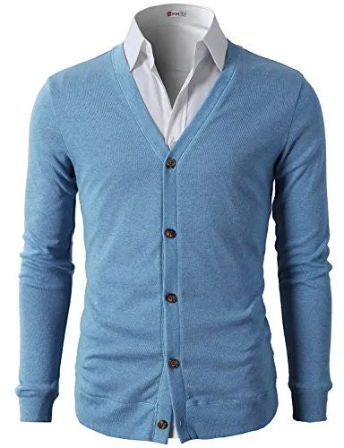 H2H Mens Slim Fit Stylish Button up Cardigan BLUE US XL/Asia 2XL (CMOCAL012)