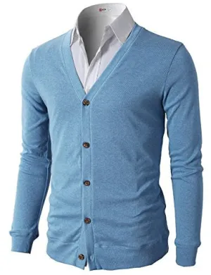 H2H Mens Slim Fit Stylish Button up Cardigan BLUE US XL/Asia 2XL (CMOCAL012)