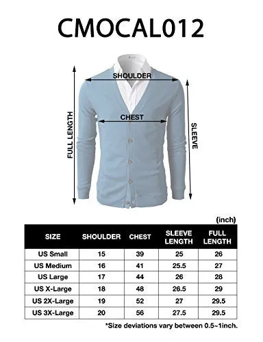 H2H Mens Slim Fit Stylish Button up Cardigan BLUE US XL/Asia 2XL (CMOCAL012)