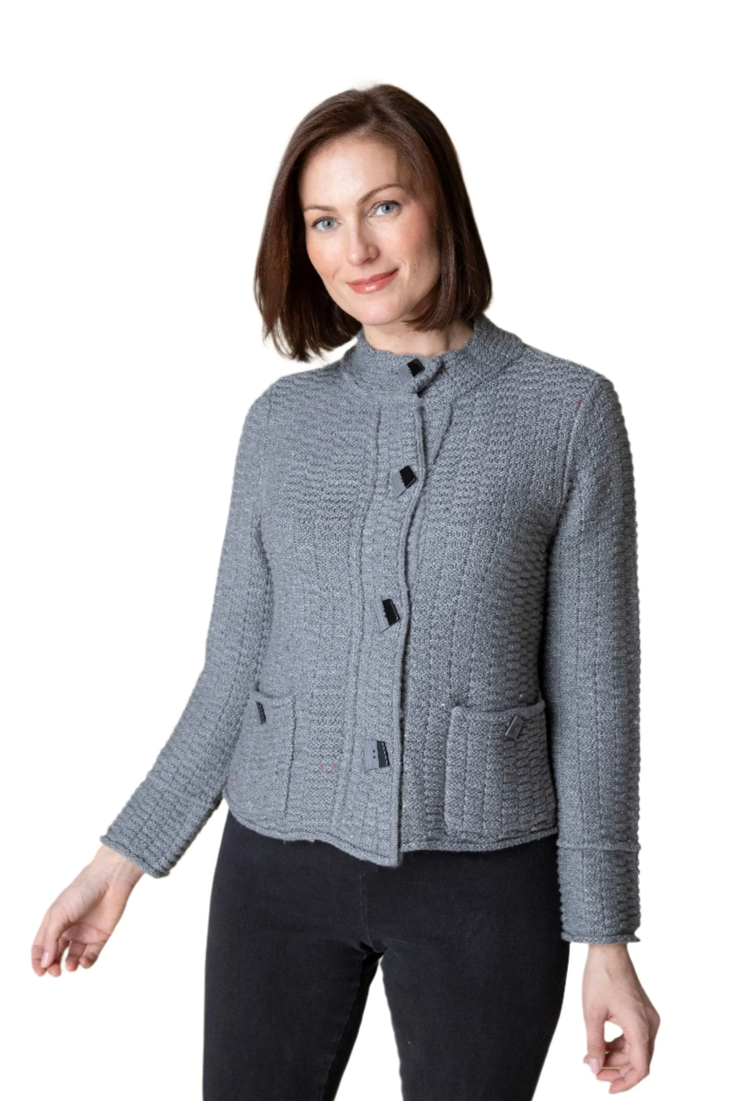 Habitat Textured Knit Brick Stitch Cozy Jacket in Iron - 89106-IRN