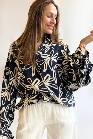 Handdrawn floral shirt