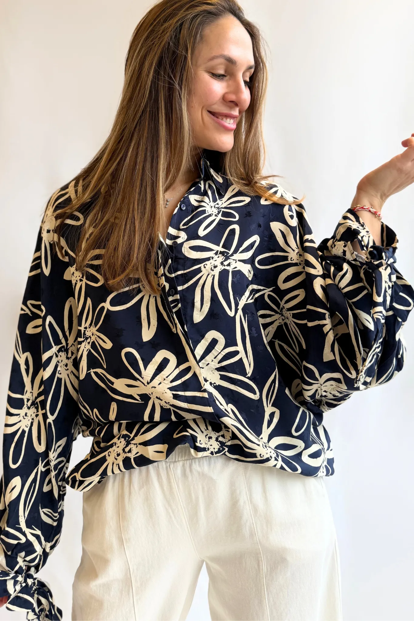 Handdrawn floral shirt