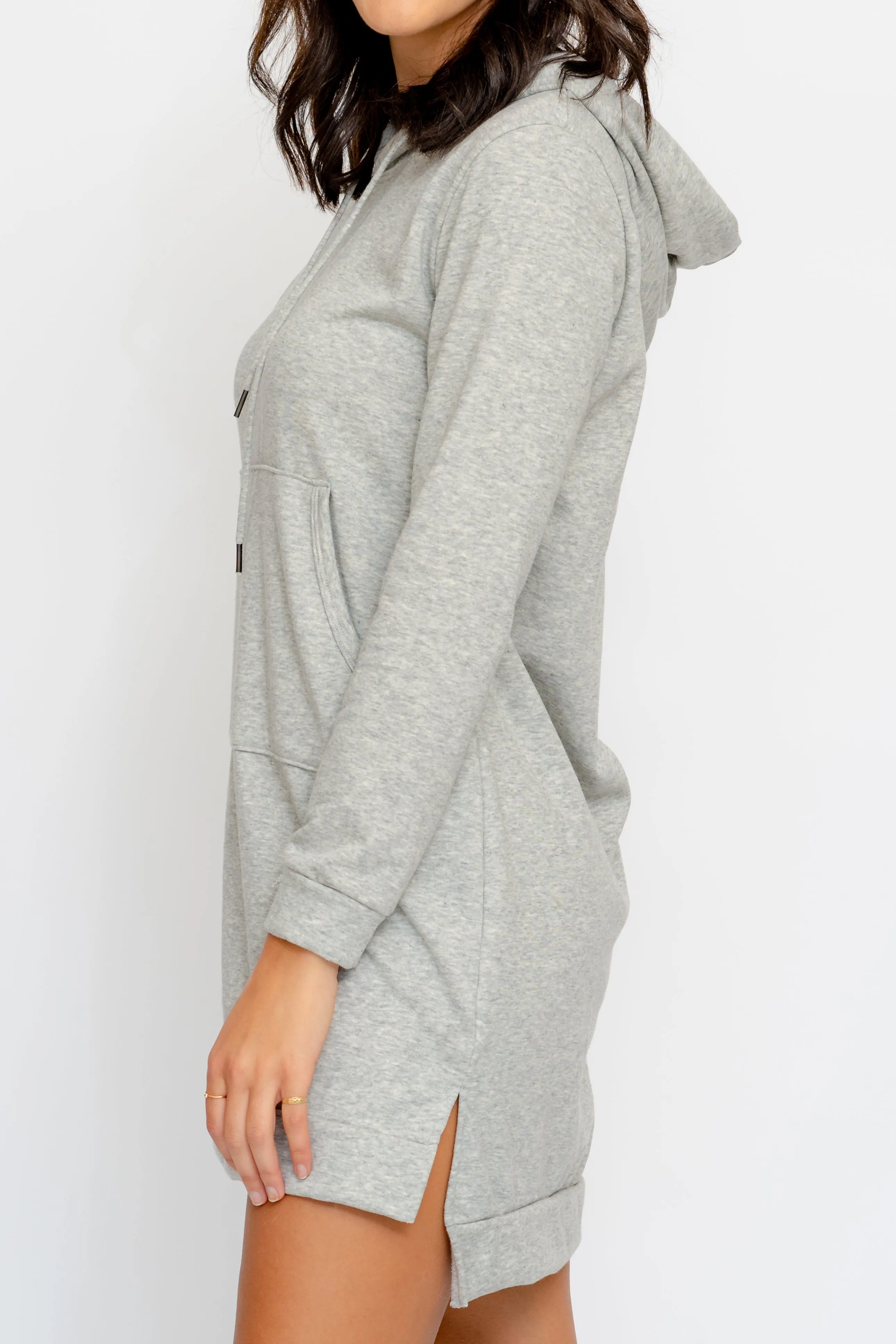 HEATHER GREY WITH KANGAROO POCKET HOODIE DRESS