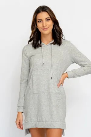HEATHER GREY WITH KANGAROO POCKET HOODIE DRESS