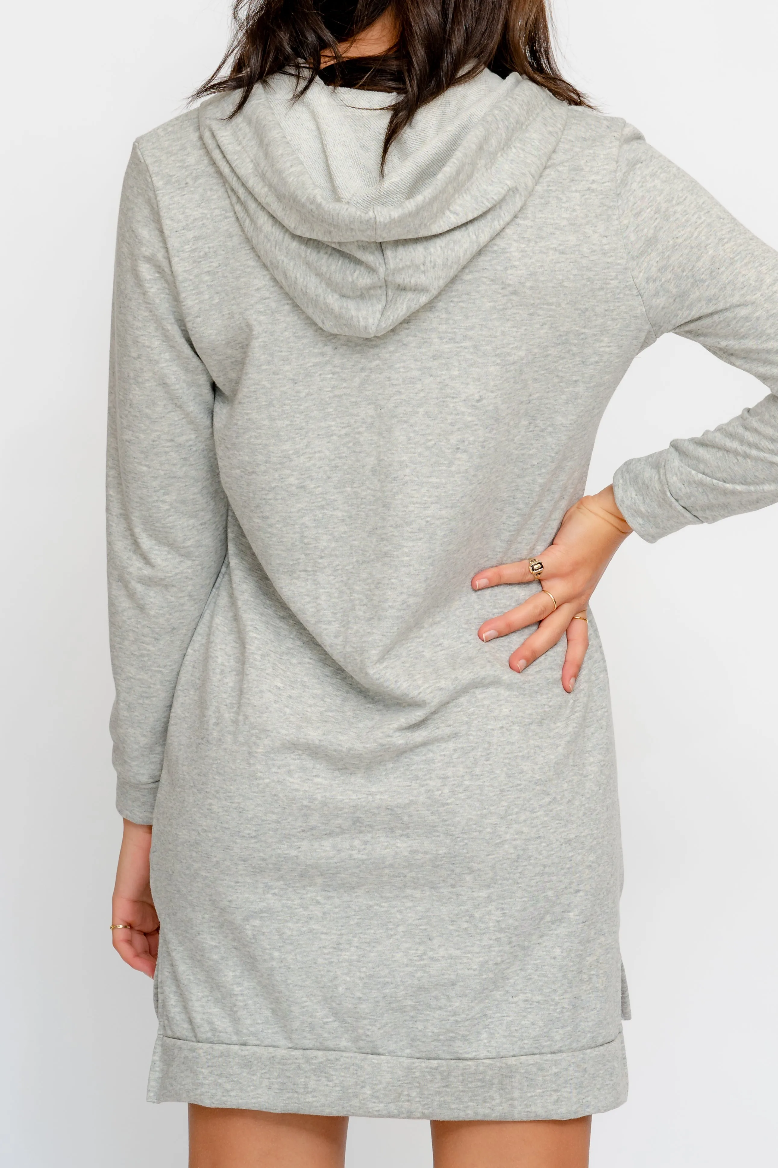 HEATHER GREY WITH KANGAROO POCKET HOODIE DRESS