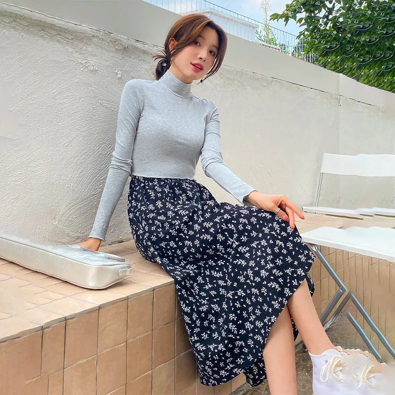 High Waist Ditsy Floral Skirt