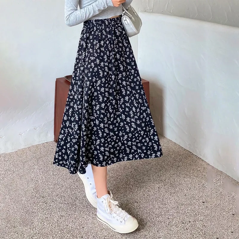 High Waist Ditsy Floral Skirt