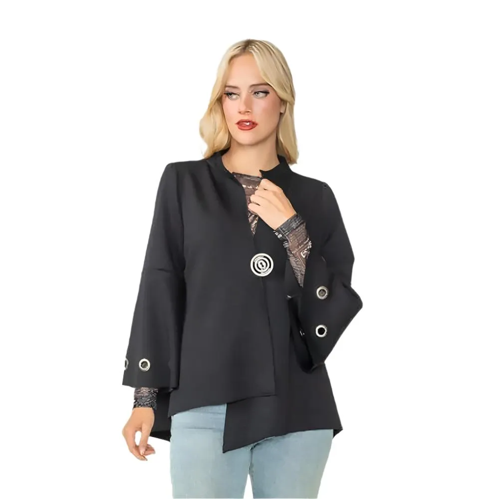 IC Collection Techno-Knit Asymmetric Jacket in Black - 4577J-BK
