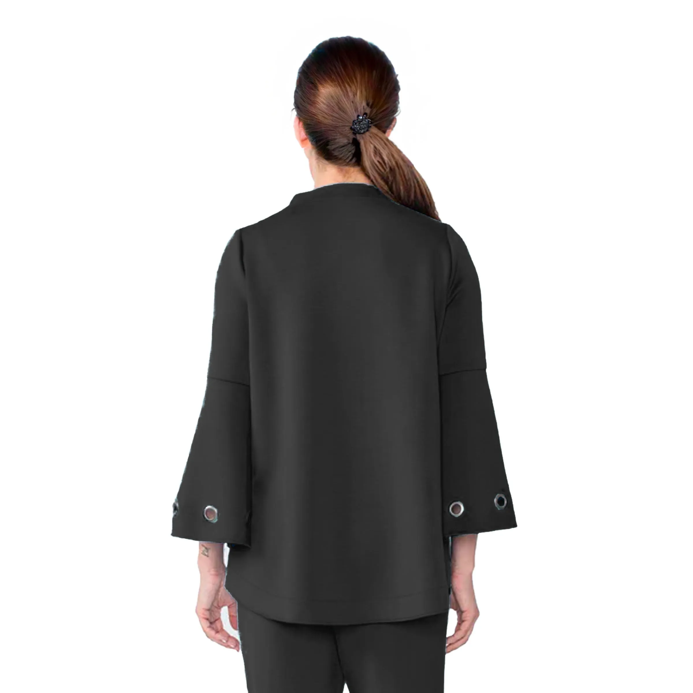 IC Collection Techno-Knit Asymmetric Jacket in Black - 4577J-BK