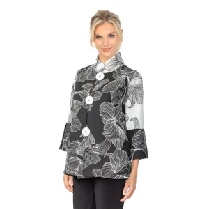 IC Collection Two-Tone Black & White Floral Jacket