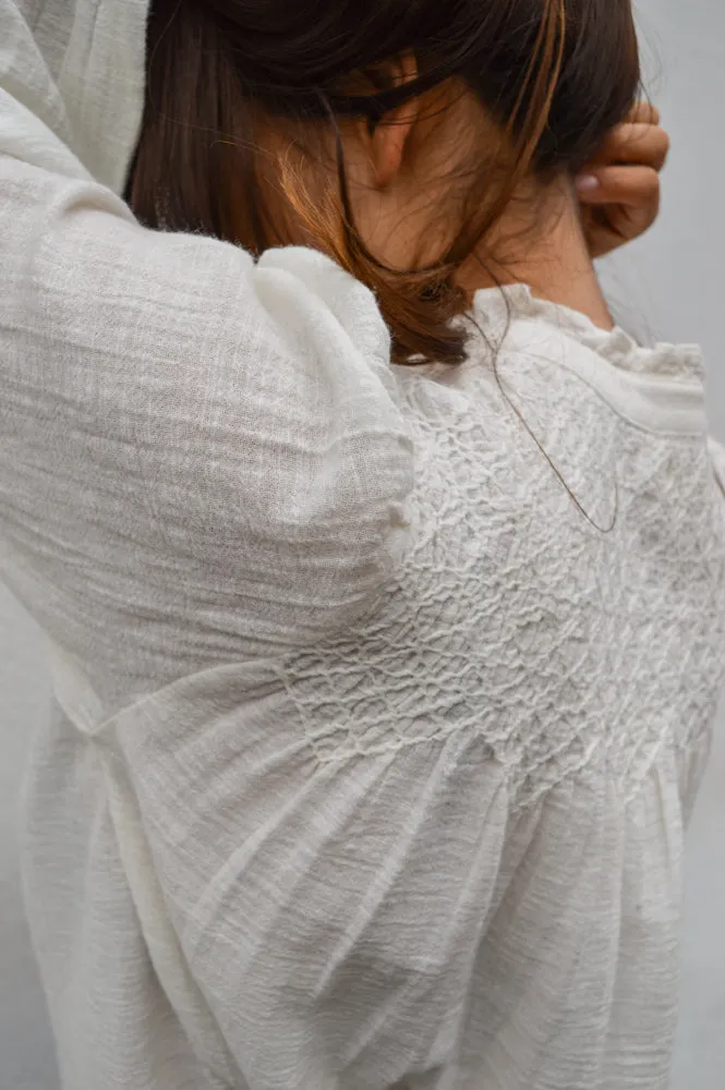 Indi & Cold Embroidered White Smock Shirt