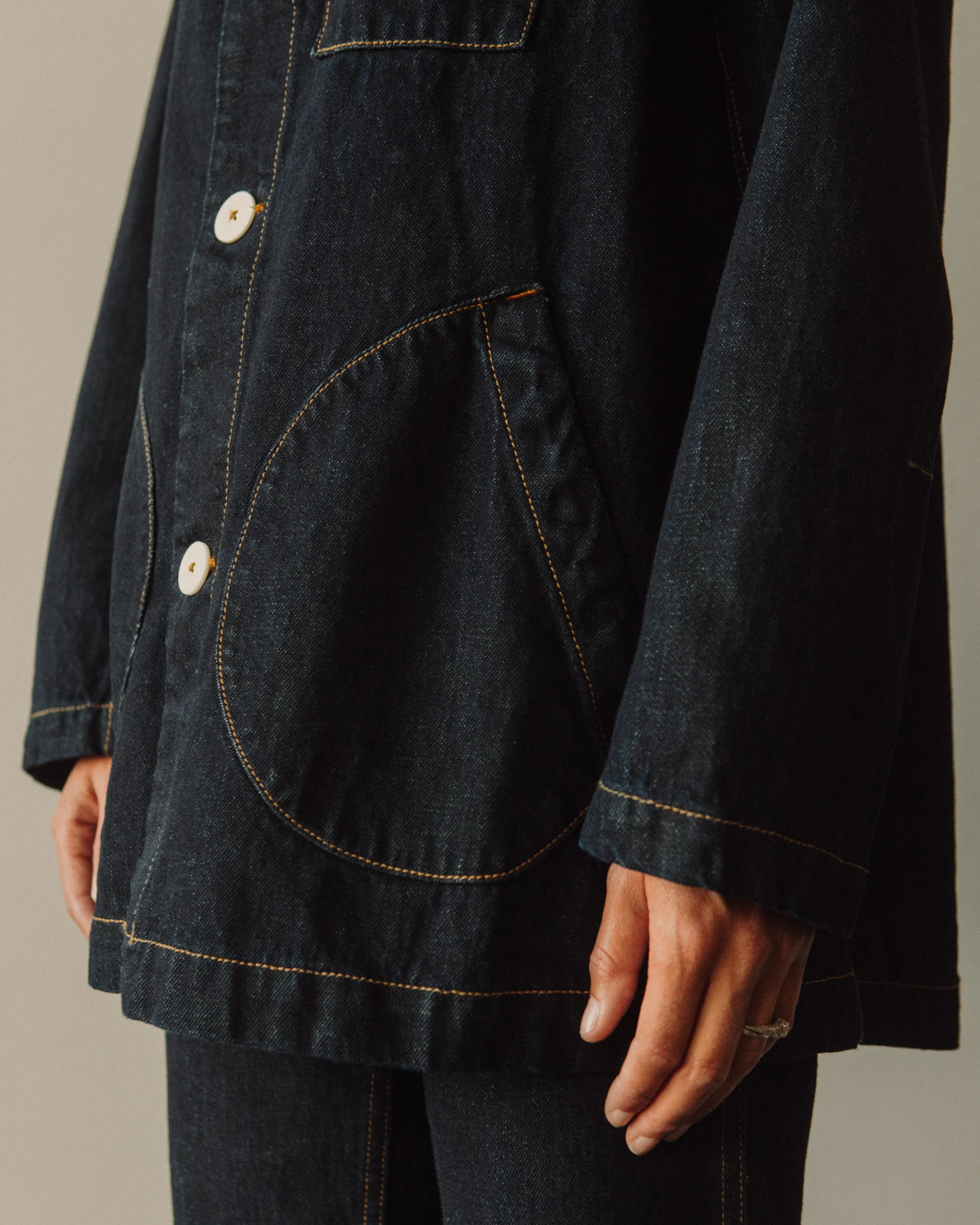 Jesse Kamm Japanese Denim Deck Jacket, Dark Blue