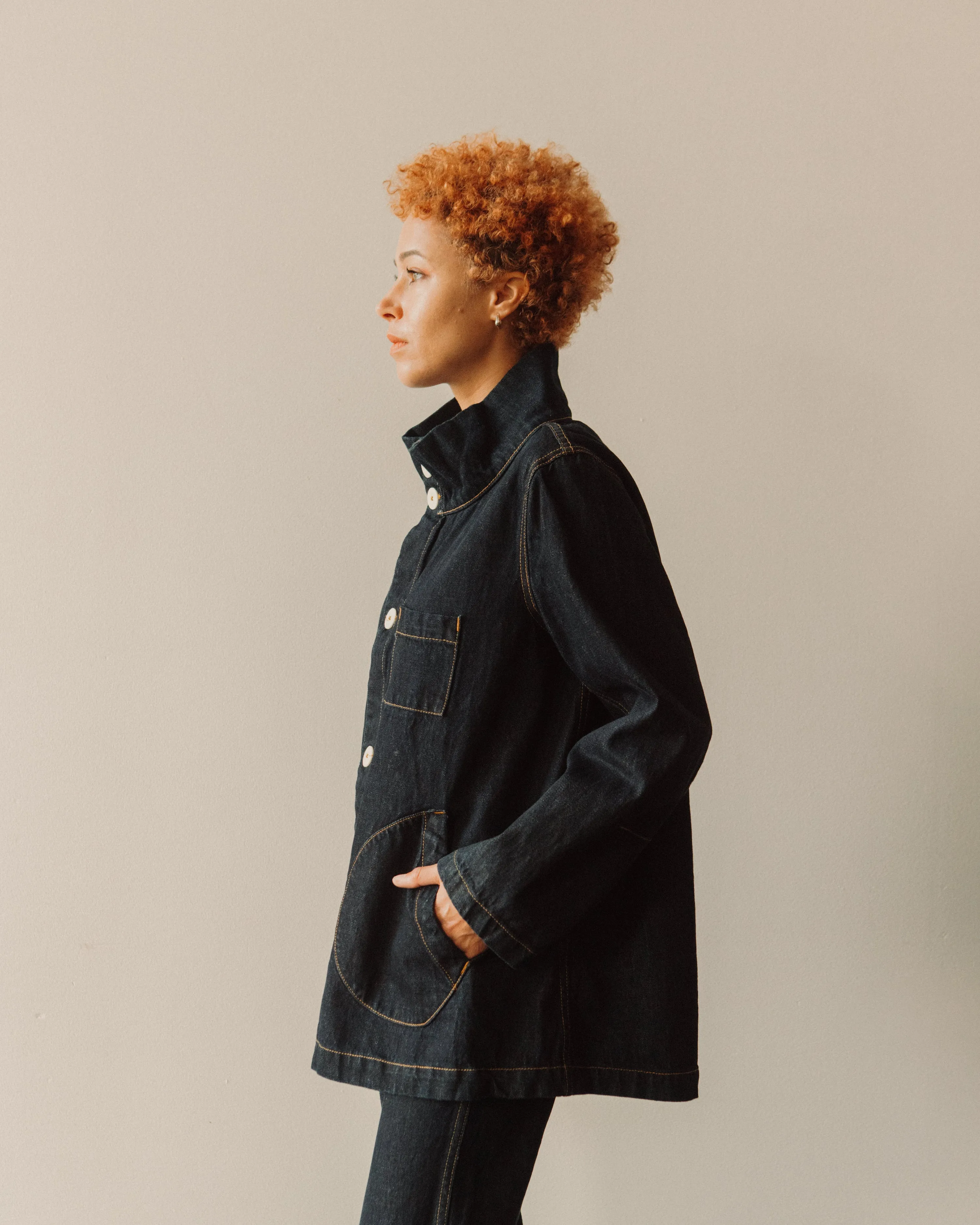 Jesse Kamm Japanese Denim Deck Jacket, Dark Blue