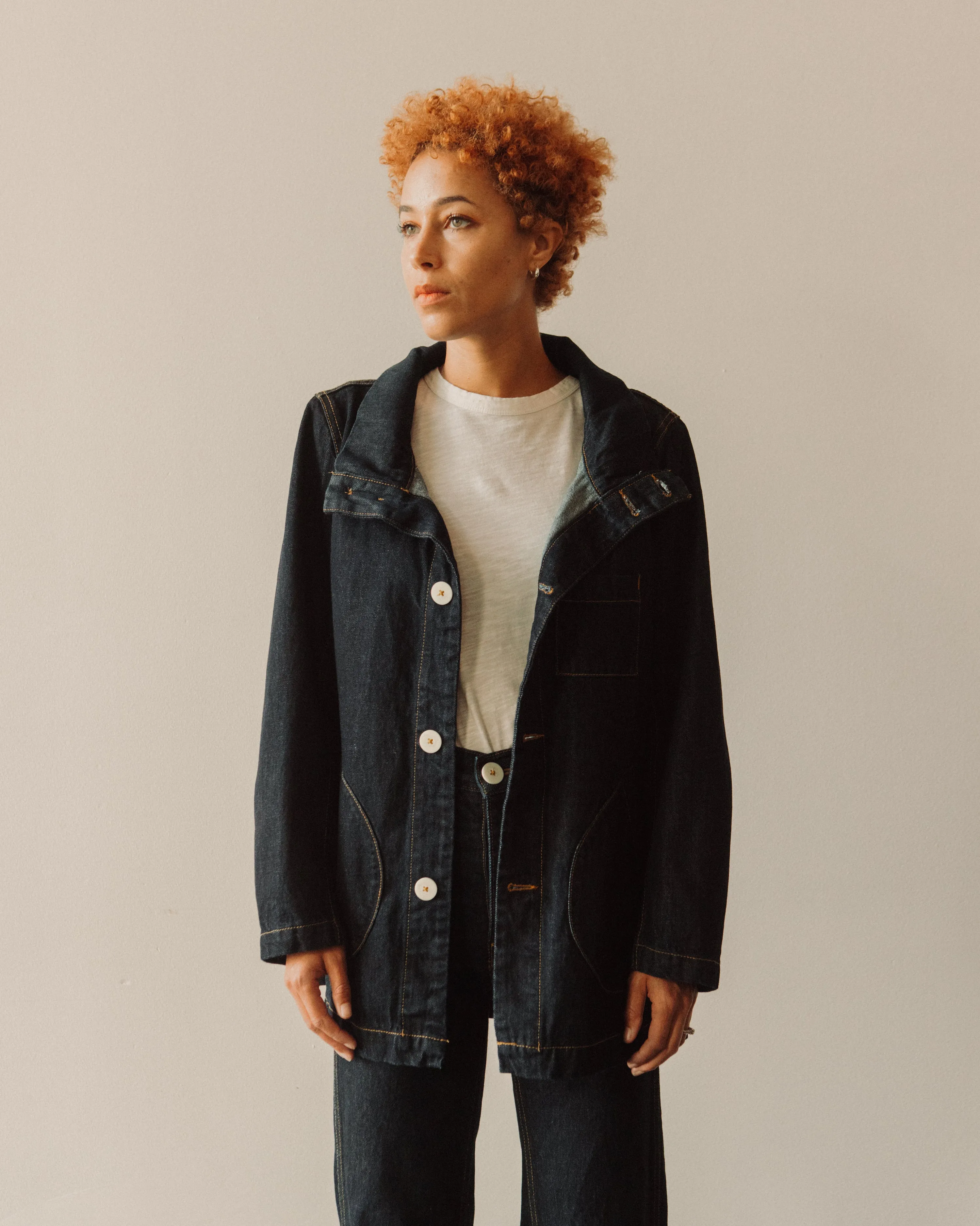 Jesse Kamm Japanese Denim Deck Jacket, Dark Blue