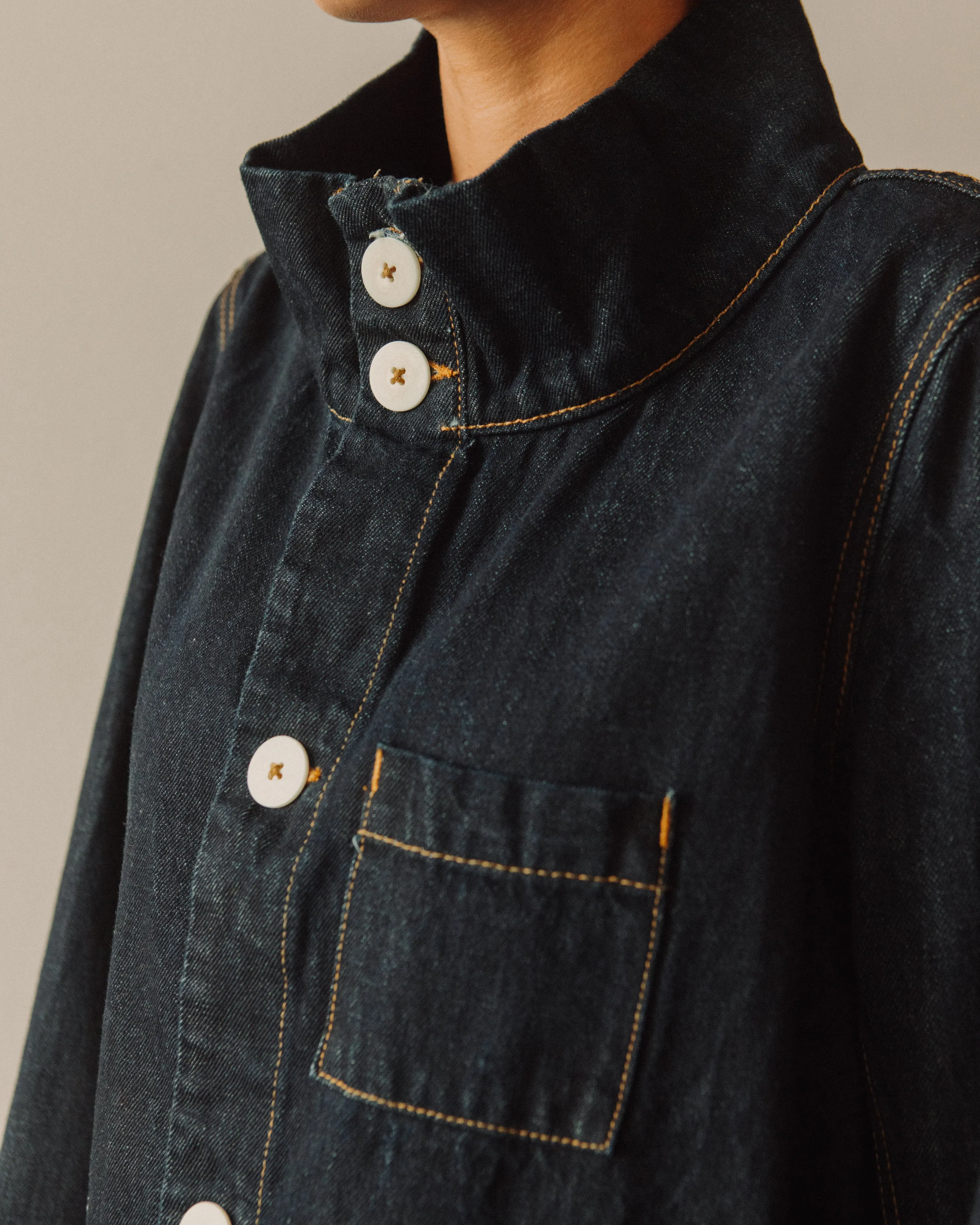 Jesse Kamm Japanese Denim Deck Jacket, Dark Blue
