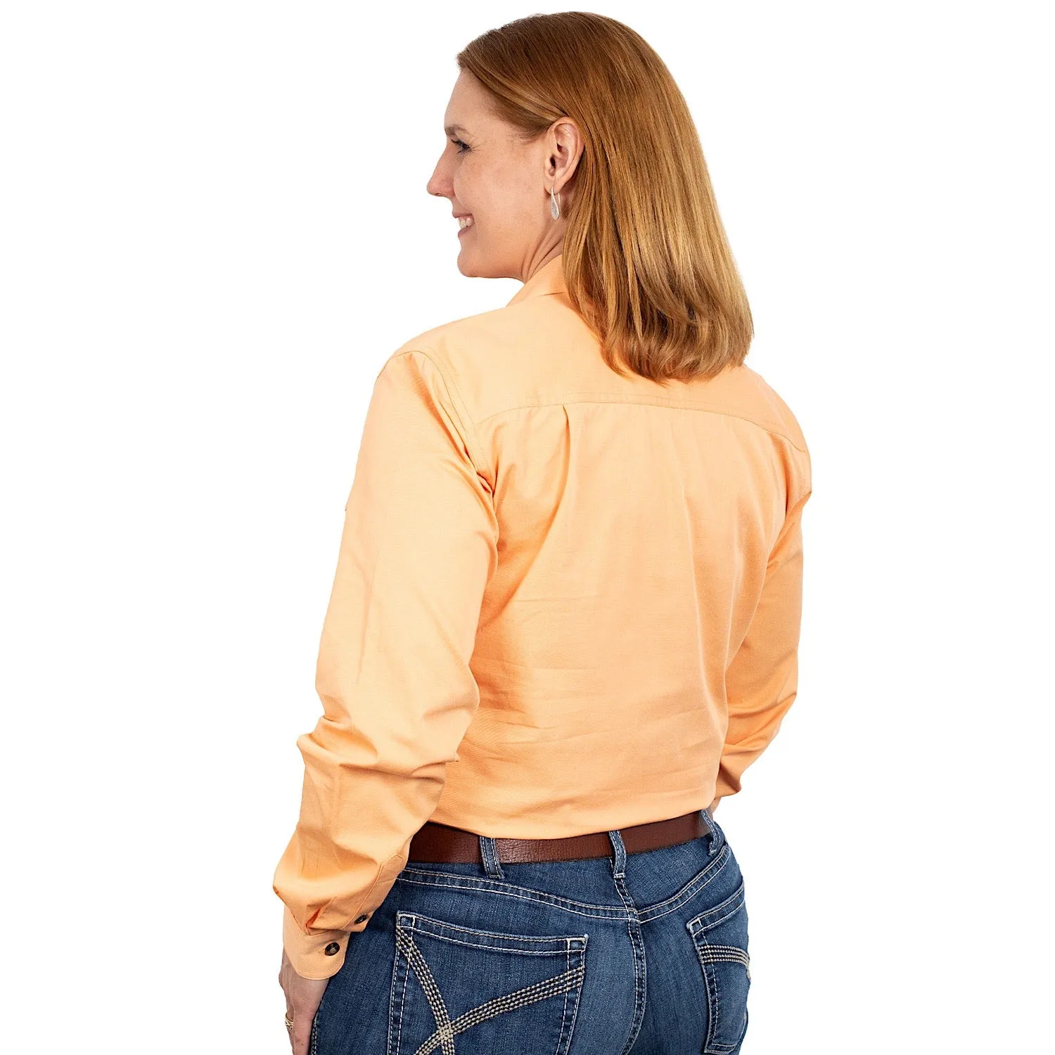 Just Country Womens Jahna Half Button Work Shirt Peach
