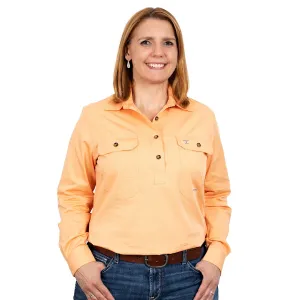 Just Country Womens Jahna Half Button Work Shirt Peach