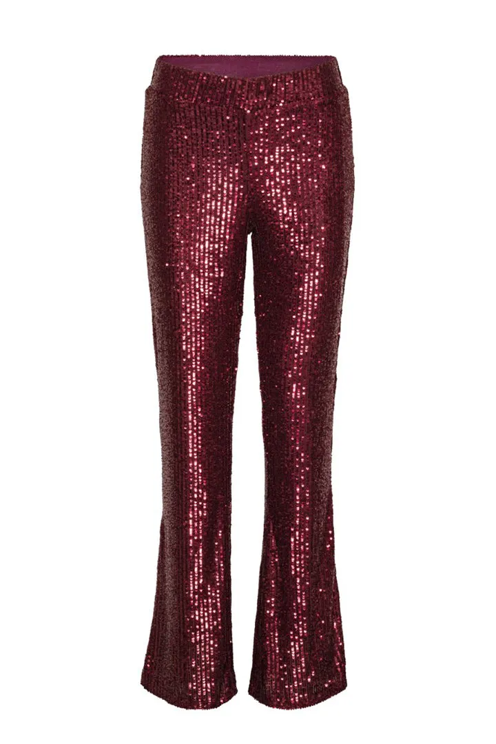 Karin Sequin Trousers - Deep red