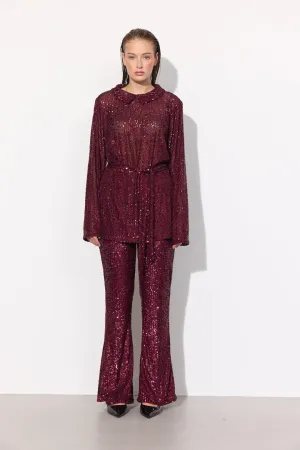 Karin Sequin Trousers - Deep red