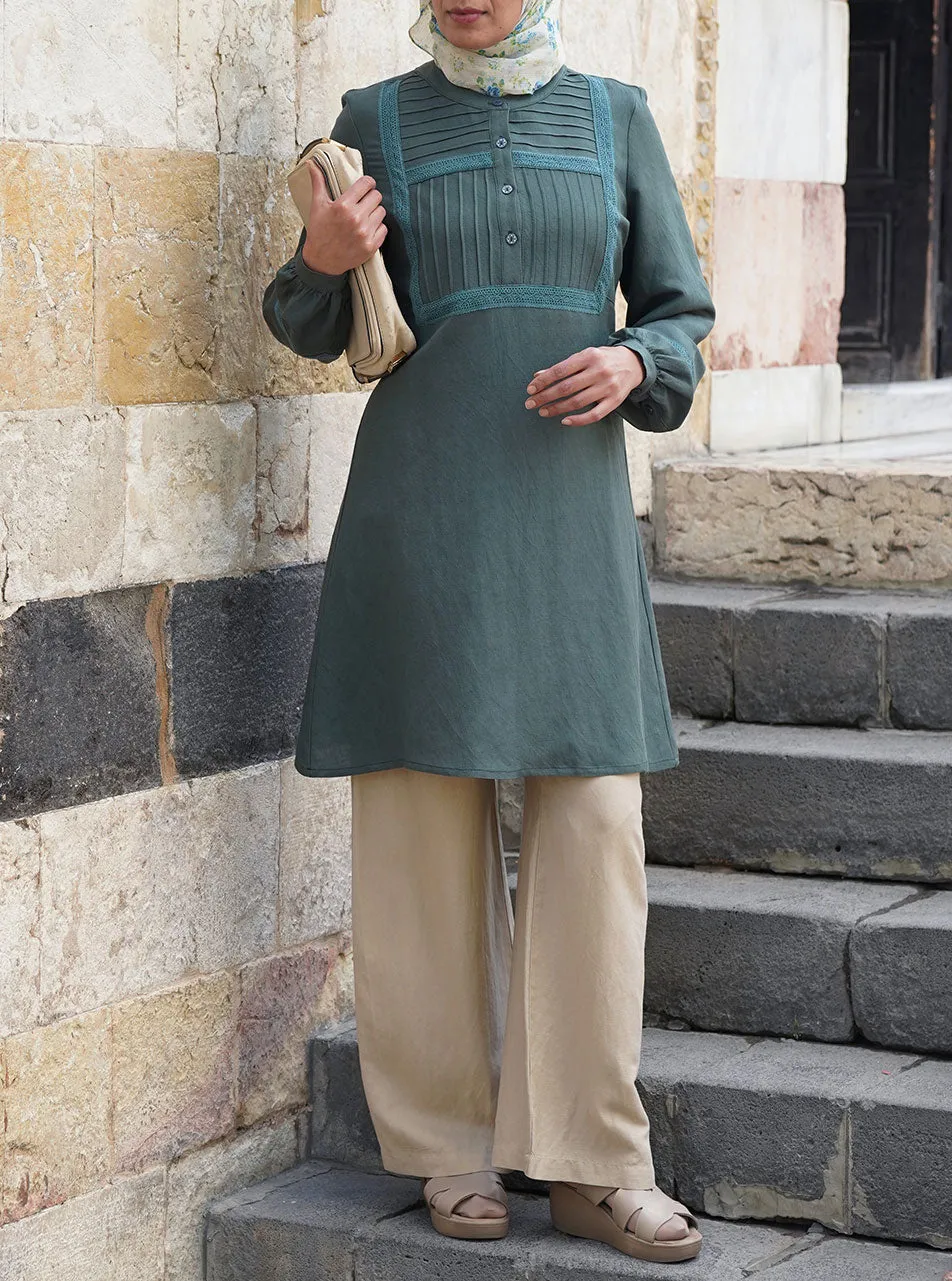 Lace and Pleated Blouse