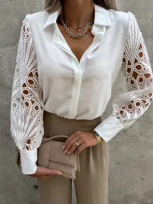 Lace Panel Long Sleeve Shirt