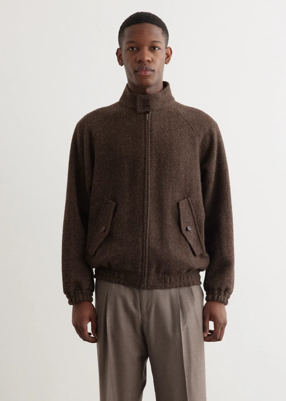 Lama Shetland Wool Tweed Zip Blouson