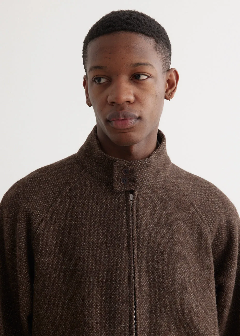 Lama Shetland Wool Tweed Zip Blouson