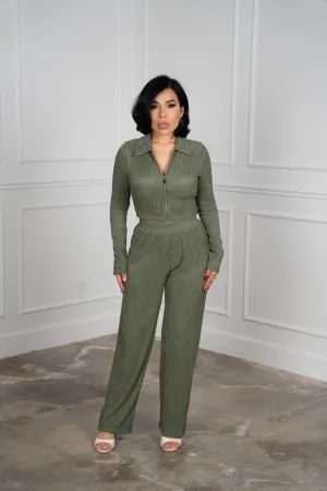 Leire - Green Long-Sleeve Polo Set
