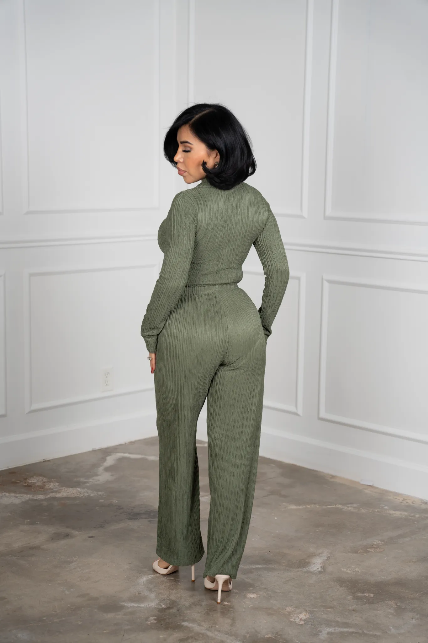 Leire - Green Long-Sleeve Polo Set