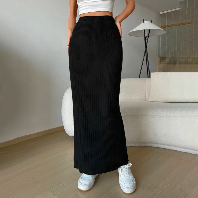 Lettuce Trim Rib-Knit Skirt