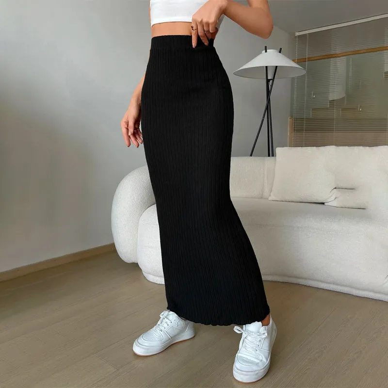 Lettuce Trim Rib-Knit Skirt