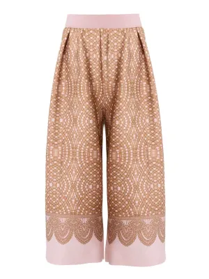 Macrame Print Soft Knit Trousers